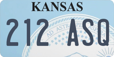 KS license plate 212ASQ