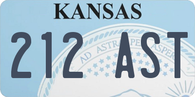 KS license plate 212AST