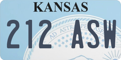 KS license plate 212ASW
