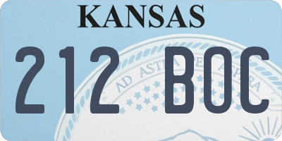 KS license plate 212BOC