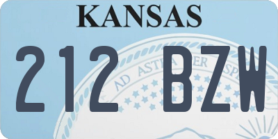 KS license plate 212BZW