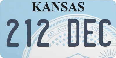 KS license plate 212DEC