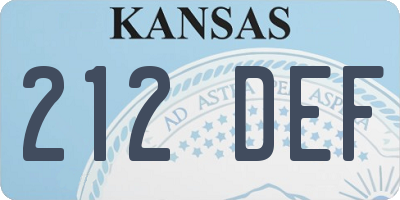 KS license plate 212DEF