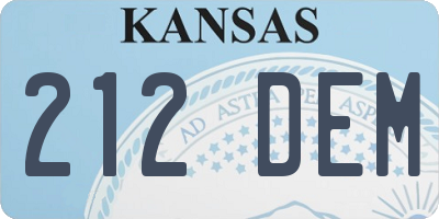 KS license plate 212DEM