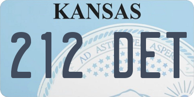 KS license plate 212DET