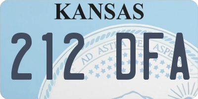 KS license plate 212DFA
