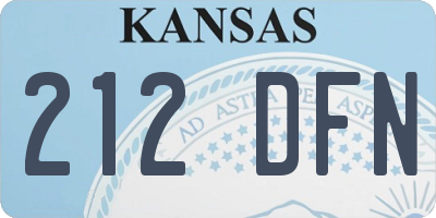 KS license plate 212DFN