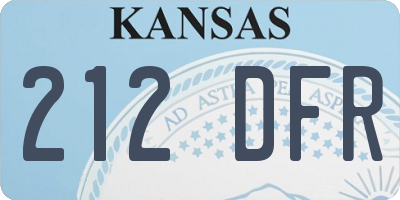 KS license plate 212DFR