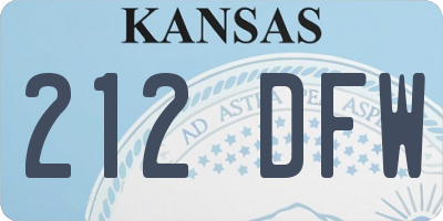 KS license plate 212DFW