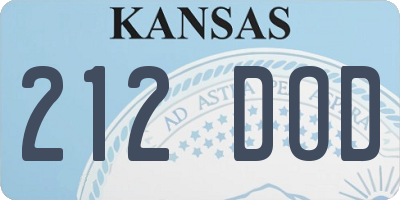 KS license plate 212DOD