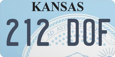 KS license plate 212DOF
