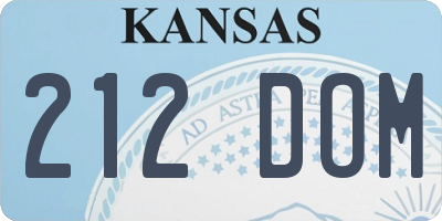 KS license plate 212DOM