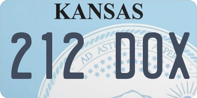 KS license plate 212DOX