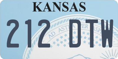 KS license plate 212DTW