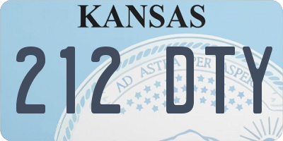 KS license plate 212DTY