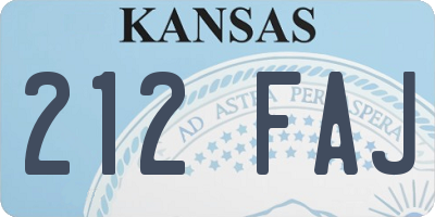 KS license plate 212FAJ