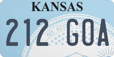 KS license plate 212GOA
