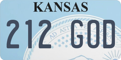KS license plate 212GOD