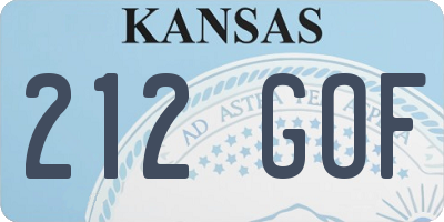 KS license plate 212GOF