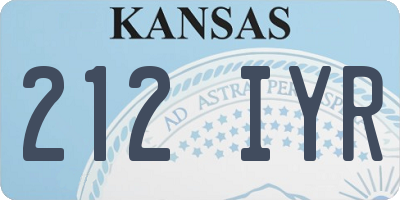 KS license plate 212IYR