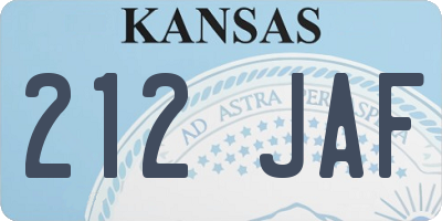 KS license plate 212JAF