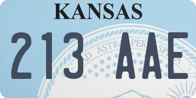 KS license plate 213AAE