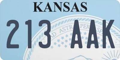 KS license plate 213AAK