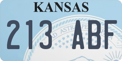 KS license plate 213ABF
