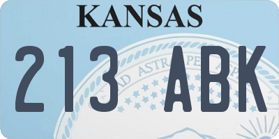 KS license plate 213ABK