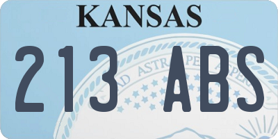 KS license plate 213ABS