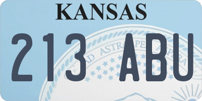 KS license plate 213ABU