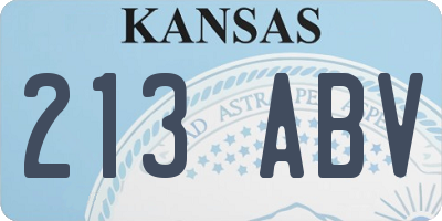 KS license plate 213ABV