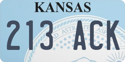 KS license plate 213ACK