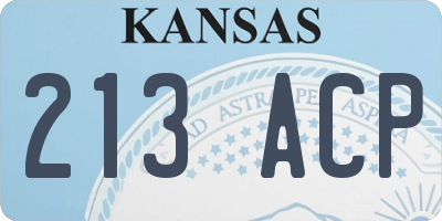 KS license plate 213ACP