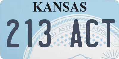 KS license plate 213ACT
