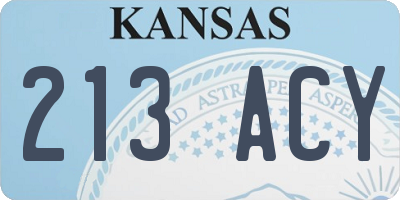 KS license plate 213ACY