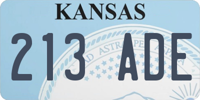 KS license plate 213ADE