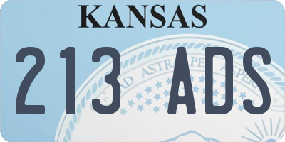 KS license plate 213ADS