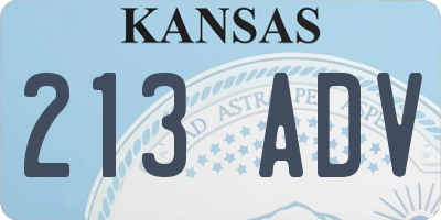 KS license plate 213ADV