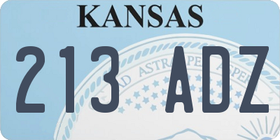 KS license plate 213ADZ