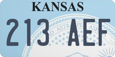 KS license plate 213AEF