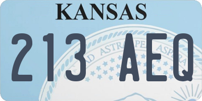 KS license plate 213AEQ
