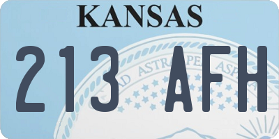 KS license plate 213AFH