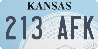 KS license plate 213AFK