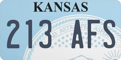 KS license plate 213AFS