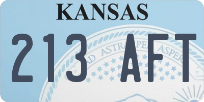 KS license plate 213AFT