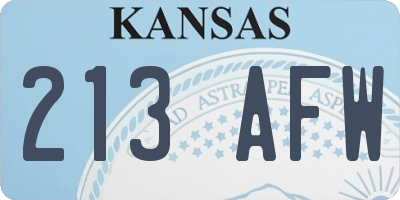 KS license plate 213AFW