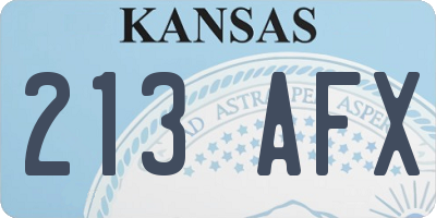 KS license plate 213AFX