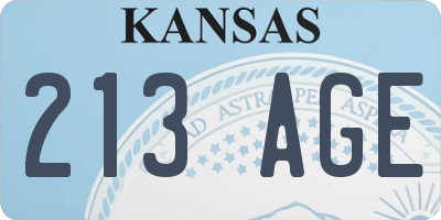 KS license plate 213AGE