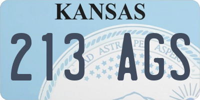 KS license plate 213AGS
